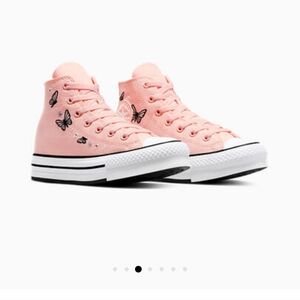 Converse Peach High-Tops with Butterfly Design